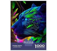Rompecabezas para Adolescentes De 1000 Piezas Neon Panther in Jungle Rompecabezas para Adultos Juegos Relajantes Análisis Y Lógica Difícil Y Desafiante 70x50cm/1000pcs