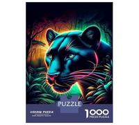 Rompecabezas para Adolescentes De 1000 Piezas Neon Panther Wall Art Print-1 Rompecabezas para Adultos Juego Práctico Mejora La Memoria Gran Regalo para Jugar 52x38cm/1000pcs