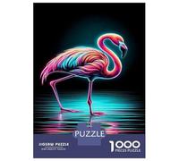 Rompecabezas para Adolescentes De 1000 Piezas Neon Pink Flamingo Art Print Rompecabezas para Adultos Juego Familiar Difícil Difícil Cumpleaños Y Navidad 38x26cm/1000pcs