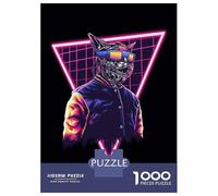 Rompecabezas para Adolescentes De 1000 Piezas Neon Retro Futuristic Art Print Rompecabezas para Adultos Juegos Relajantes Corte De Precisión Diversión En Casa Actividades, 38x26cm/1000pcs