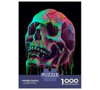 Rompecabezas para Adolescentes De 1000 Piezas Neon Skull Art Print Rompecabezas para Adultos Juegos Relajantes Desafío Difícil Cumpleaños Y Navidad 52x38cm/1000pcs