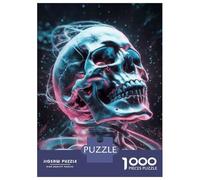 Rompecabezas para Adolescentes De 1000 Piezas Neon Skull Art Print Rompecabezas para Adultos Juegos De Relajación Decoración Juego Desafiante Regalos 38x26cm/1000pcs