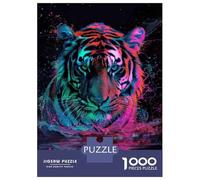 Rompecabezas para Adolescentes De 1000 Piezas Neon Tiger Wall Art Print Rompecabezas para Adultos Juego Práctico Que Mejora La Memoria Interacción Entre Padres E Hijos 70x50cm/1000pcs