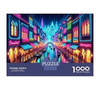 Rompecabezas para Adolescentes De 1000 Piezas Neon Venice Canal Lights Rompecabezas para Adultos Juego Familiar Alivia El Estrés Interacción Entre Padres E Hijos 38x26cm/1000pcs