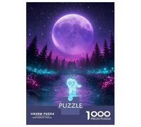 Rompecabezas para Adolescentes De 1000 Piezas Neon Wolf in Moonlight Stream Rompecabezas para Adultos Juguetes Antiestrés Decoración De Pared Interacción Entre Padres E Hijos 38x26cm/1000pcs