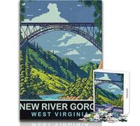 Rompecabezas para Adolescentes de 1000 Piezas, New River Gorge, Hermoso diseño, Juego, una Obra de Arte, Juguetes antiestrés, tamaño 38x52cm