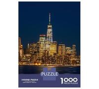 Rompecabezas para Adolescentes De 1000 Piezas New York City Skyline at Night Rompecabezas Juguete Decoración De Pared Vacaciones En Casa Matar El Tiempo Desafío Educativo 70x50cm/1000pcs