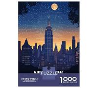 Rompecabezas para Adolescentes De 1000 Piezas New York City Skyline at Night Rompecabezas para Adultos Juego Familiar Alivia El Estrés Interacción Entre Padres E Hijos 70x50cm/1000pcs