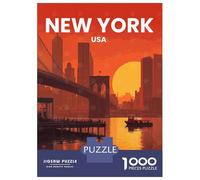 Rompecabezas para Adolescentes De 1000 Piezas New York Cityscape at Sunset Rompecabezas para Adultos Juego De Ingenio Mejora La Memoria Regalos para Amigos Y Familiares 38x26cm/1000pcs