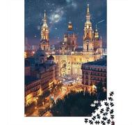 Rompecabezas para Adolescentes De 1000 Piezas Night Cityscape with Cathedral Rompecabezas para Adultos Juegos Divertidos Una Obra De Arte Cumpleaños Y Navidad 70x50cm/1000pcs