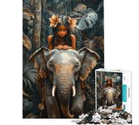 Rompecabezas para Adolescentes de 1000 Piezas Niña de la Jungla y Elefante Rompecabezas para Adultos Juegos Divertidos Que mejoran la Memoria Juego desafiante Regalo Ideal (tamaño 50x75cm)