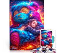 Rompecabezas para Adolescentes de 1000 Piezas Niña durmiendo con un Oso de Peluche Gigante Difícil y desafío Una Obra de Arte 38x26cm