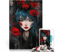 Rompecabezas para Adolescentes de 1000 Piezas Niña y Flores de Amapola Juegos Divertidos Cada Pieza es única: un desafiante y Divertido Juego Familiar 38x26cm