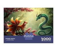 Rompecabezas para Adolescentes De 1000 Piezas Nine-Tailed Fox and Dragon Encounter Rompecabezas para Adultos Juguetes De Bricolaje Análisis Y Lógica Regalo De Cumpleaños, Regalos, 70x50cm/1000pcs