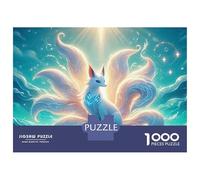 Rompecabezas para Adolescentes De 1000 Piezas Nine-Tailed Fox Fantasy Animal Rompecabezas para Adultos Juego De Ingenio Alivia El Estrés Ayuda A Ejercitar El Cerebro 38x26cm/1000pcs