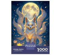 Rompecabezas para Adolescentes De 1000 Piezas Nine-Tailed Fox Under The Moon Rompecabezas para Adultos Juguetes De Bricolaje Una Obra De Arte Diversión En Casa Actividades, 38x26cm/1000pcs