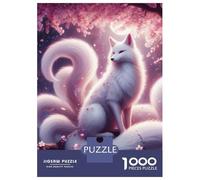 Rompecabezas para Adolescentes De 1000 Piezas Ninetail White Kitsune Rompecabezas para Adultos Juguete Decoración De Pared Regalo De Cumpleaños Juego Desafiante Regalos 70x50cm/1000pcs