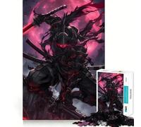 Rompecabezas para Adolescentes de 1000 Piezas,Ninja Samurai Negro,Arte de Borde Exact,Juego de Concentración,Regalo,Juego para Momentos Acogedores,Arte de Escena Navideña 50x75cm