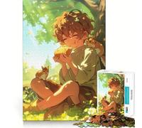 Rompecabezas para Adolescentes de 1000 Piezas Niño Comiendo con Ardillas Juego Divertido y Estimulante para el Cerebro Un Divertido Juego Relajante Regalo Ideal para Navidad y Tiempo Libre (38x52cm)