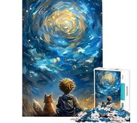 Rompecabezas para Adolescentes de 1000 Piezas Niño y Zorro contemplando la Galaxia Juego desafiante Juguete para ejercitar la Mente Difícil Excelentes Regalos y Juguetes (Tamaño 38x26cm)