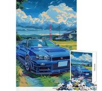 Rompecabezas para Adolescentes de 1000 Piezas Nissan GTR R en el Campo Juguete Educativo Regalo de cumpleaños Juego de ingenio difícil y desafiante tamaño 50x75cm