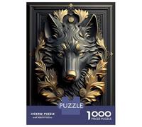 Rompecabezas para Adolescentes De 1000 Piezas Noble Golden Wolf Art Deco Rompecabezas para Adultos Juego Práctico Una Obra De Arte Cumpleaños 52x38cm/1000pcs