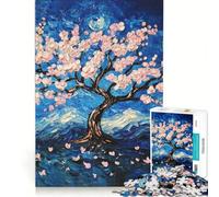 Rompecabezas para Adolescentes de 1000 Piezas Noche de cerezos en Flor, Juguetes antiestrés, Carrera de Velocidad Manual, para Mejorar el Amor Entre Parejas 38x52cm