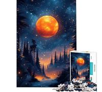 Rompecabezas para Adolescentes de 1000 Piezas Noche en el Bosque con Luna Gigante Un desafío Educativo y difícil para ejercitar la Mente para Mayores de 14 años 38x26cm