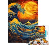 Rompecabezas para Adolescentes de 1000 Piezas Noche Estrellada Ola Japón Rompecabezas para Adultos Juegos Divertidos Carrera de Velocidad Manual Interacción Entre Padres e Hijos (tamaño 38x26cm)