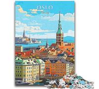 Rompecabezas para Adolescentes de 1000 Piezas, Noruega, Oslo, Viajes, Ayuda a ejercitar el Cerebro, Juguetes adictivos para Cultivar la Paciencia, colección de Artistas, Bellas Artes (tamaño 38x26cm)