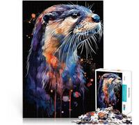 Rompecabezas para Adolescentes de 1000 Piezas Nutria Acuarela Juegos Divertidos para la Familia Toda la Familia. 38x26cm