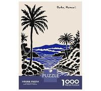 Rompecabezas Para Adolescentes De 1000 Piezas Oahu, Hawaii Minimalist Landscape Art Rompecabezas Para Adultos Juguete Decoración De Pared Mejora La Memoria Regalos De Cumpleaños Y Únicos 38x26cm/1000p