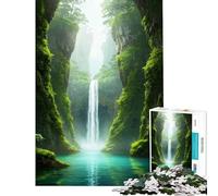 Rompecabezas para Adolescentes de 1000 Piezas Oasis con Cascada exuberante Regalos de cumpleaños y Navidad para Mujeres Juguetes de Bricolaje para Mayores de 14 años (38x52cm)