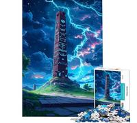 Rompecabezas para Adolescentes de 1000 Piezas Obelisco Antiguo bajo la tormenta Actividades Divertidas para Hacer en casa Decoración del hogar Juego práctico para Mayores de 14 años (38x26cm)