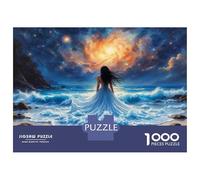 Rompecabezas para Adolescentes De 1000 Piezas Ocean Dreams A Woman in White Dress on The Beach Rompecabezas para Adultos Juegos Divertidos Desafío Difícil Regalo De Cumpleaños, Regalos, 38x26cm/1000p