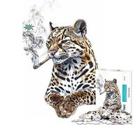 Rompecabezas para Adolescentes de 1000 Piezas Ocelote fumando Canna yuda a ejercitar el Cerebro Desafío difícil Juego Familiar Apto para Mayores de 14 años (38x52cm)