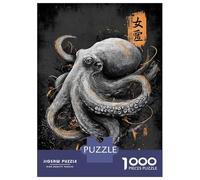 Rompecabezas para Adolescentes De 1000 Piezas Octopus Illustration with Japanese Text Rompecabezas para Adultos Juegos Divertidos Una Obra De Arte Cumpleaños Y Navidad 52x38cm/1000pc