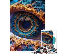 Rompecabezas para Adolescentes de 1000 Piezas Ojo Fractal Rompecabezas Azul y Dorado para Adultos Juego práctico Una Obra de Arte Interacción Entre Padres e Hijos (tamaño 38x26cm)