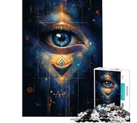 Rompecabezas para Adolescentes de 1000 Piezas Ojo Místico con Geometría Dorada Diversión en casa Arte Mural Juegos educativos Apto para Mayores de 14 años (50x75cm)