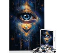 Rompecabezas para Adolescentes de 1000 Piezas Ojo Místico con Geometría Dorada Juguete Educativo Grandes Regalos y Juguetes Juego Familiar Adecuado para Decoración de Escritorio Tamaño 50x75cm