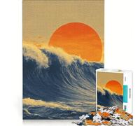 Rompecabezas para Adolescentes de 1000 Piezas Ola al Atardecer en el océano Juegos Divertidos Interesante para Reducir el estrés Cada Pieza es única 38x26cm
