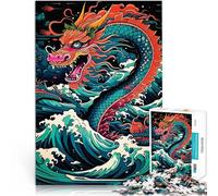 Rompecabezas para Adolescentes de 1000 Piezas Ola de dragón Japonesa Alivio del estrés Cada Pieza es única: un desafiante y Divertido Juego Familiar 75x50cm