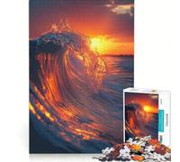 Rompecabezas para Adolescentes de 1000 Piezas Ola del océano al Atardecer Juego práctico para Mejorar la Memoria Regalo Ideal para Amigos y Familiares 38x26cm