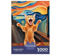 Rompecabezas para Adolescentes De 1000 Piezas Orange Cat The Scream Rompecabezas para Adultos Juguete Decoración De Pared Carrera De Velocidad Manual Desafío Educativo 38x26cm/1000pcs