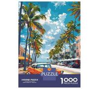 Rompecabezas para Adolescentes De 1000 Piezas Orange Classic Car on Tropical Street Rompecabezas para Adultos Juegos Divertidos Decoración De Pared 38x26cm/1000pcs