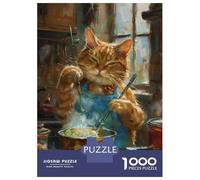 Rompecabezas para Adolescentes De 1000 Piezas Orange Tabby Cat Cooking Rompecabezas para Adultos Juegos Familiares Análisis Y Lógica Cumpleaños Y Navidad 70x50cm/1000pcs