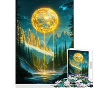 Rompecabezas para Adolescentes de 1000 Piezas orbe Dorado en el Valle de la montaña Juguete Educativo Regalo de cumpleaños Juego Familiar con póster a Juego y Hoja de Trivia tamaño 38x26cm