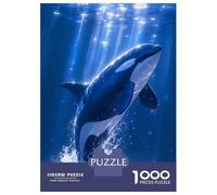 Rompecabezas para Adolescentes De 1000 Piezas Orca Breaching in Blue Ocean Waters Rompecabezas para Adultos Juegos Divertidos Decoración De Pared 52x38cm/1000pcs