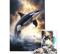 Rompecabezas para Adolescentes de 1000 Piezas Orca Saltando del Agua Ideal para cumpleaños y Navidad Juego Educativo de dificultad Alta para Mayores de 14 años (38x52cm)