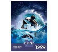 Rompecabezas para Adolescentes De 1000 Piezas Orcas Leaping Through Waves Rompecabezas para Adultos Juegos Relajantes Regalo De Cumpleaños Diversión En Casa Actividades, 52x38cm/1000pcs